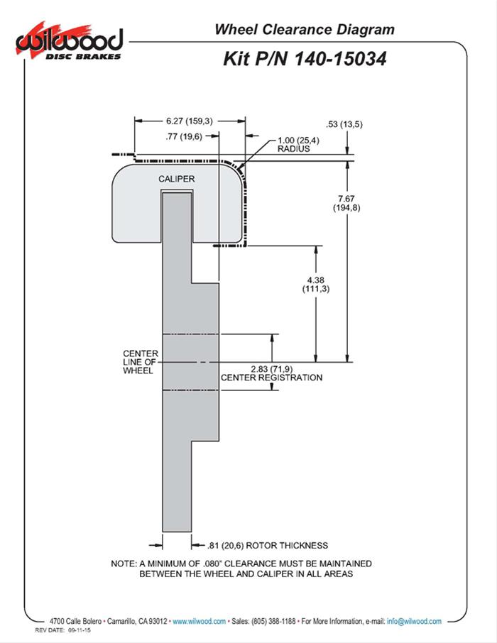 Wilwood Dynapro Radial-MC4 Rear Parking Brake Kits 140-15034-D image 1