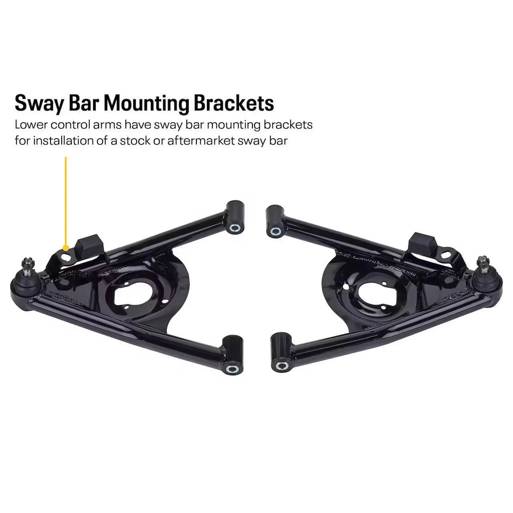 1970-81 Camaro Upper and Lower Tubular Control Arms, Black, Set image 1